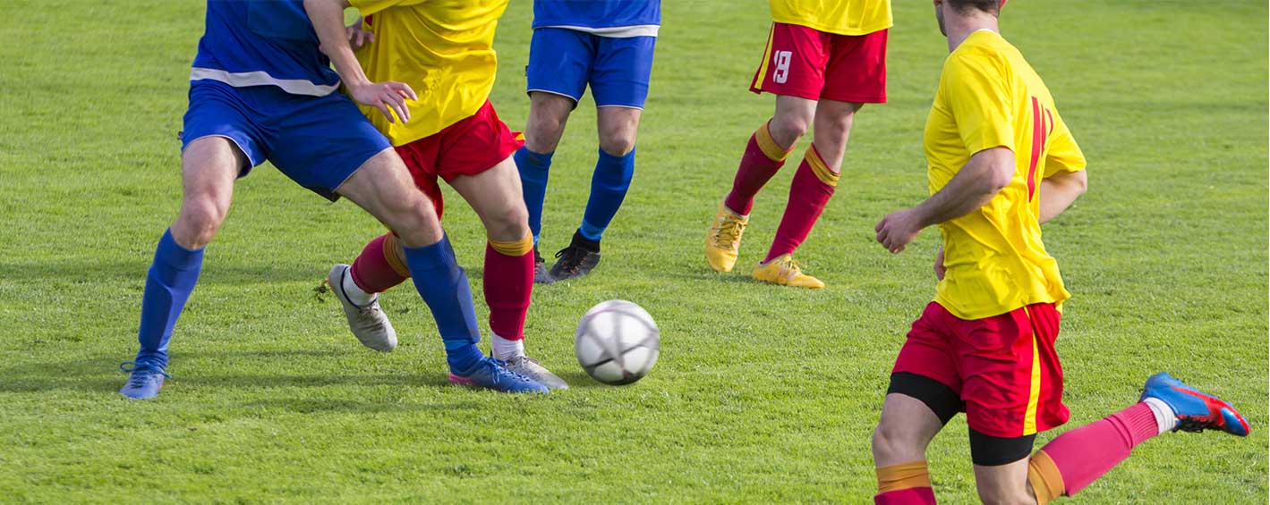 Players working on getting the ball behind a defence