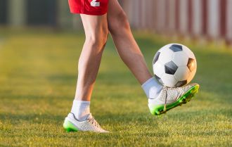 Players keep the ball in the air using all parts of their bodies