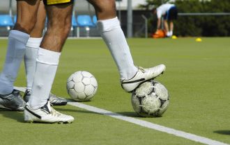 Warm up by dribbling, passing and then moving