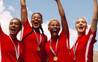 Girls celebrate winning