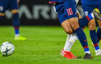 Players moving to keep possession