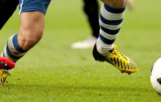 Players attacking the goal